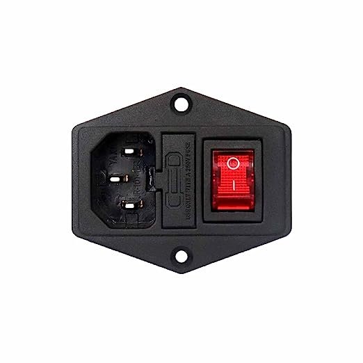 AC Power Inlet Socket with Indicator Switch & Fuse Holder - Screw Mount 250Vx10A