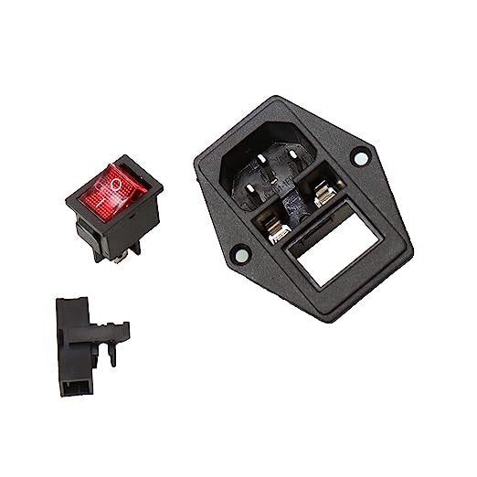 AC Power Inlet Socket with Indicator Switch & Fuse Holder - Screw Mount 250Vx10A