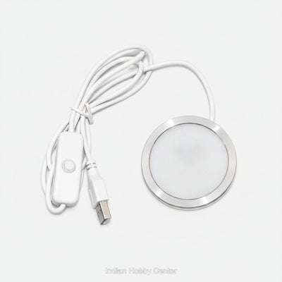 LED Puck Light USB 5V Cool White Light with Switch (60X8mm, Silver Shell)