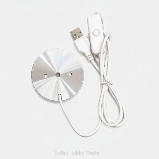 LED Puck Light USB 5V Cool White Light with Switch (60X8mm, Silver Shell)