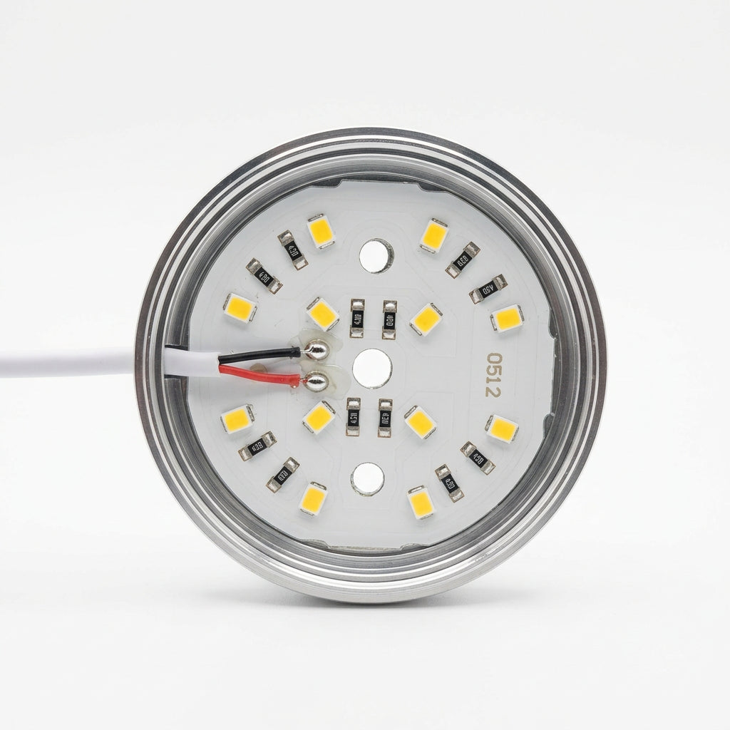 USB LED puck light, 3000K warm white, 60 mm silver aluminium shell