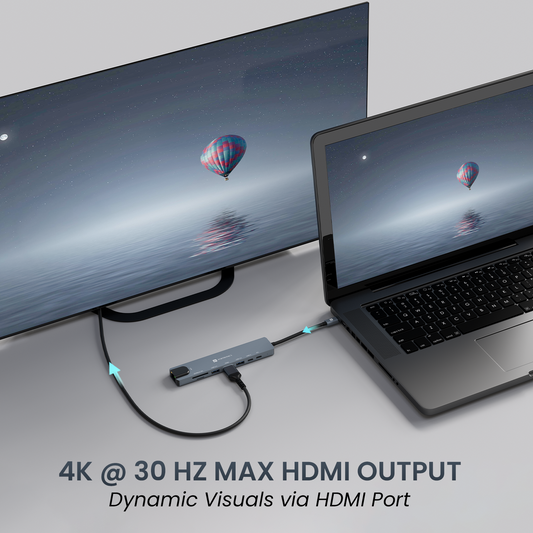 Portronics POR-2149 Mport 8 USB-C USB Hub / Docking Station(8-in-1) with 4K 30Hz HDMI, 100 Mbps Ethernet, USB 3.0, microSD/SD Card Reader, Type-C Data, PD Charging, USB 2.0, Type-C Plug