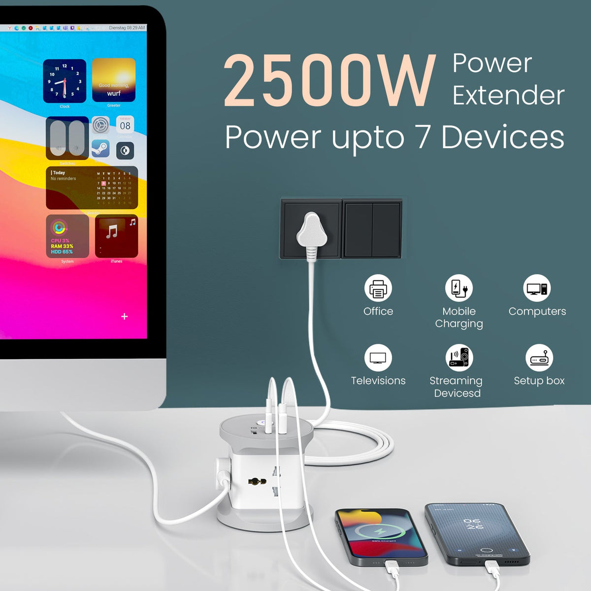 Portronics POR 3274 Power Plate 9 Pro 2500W 7-in-1 Power Extender