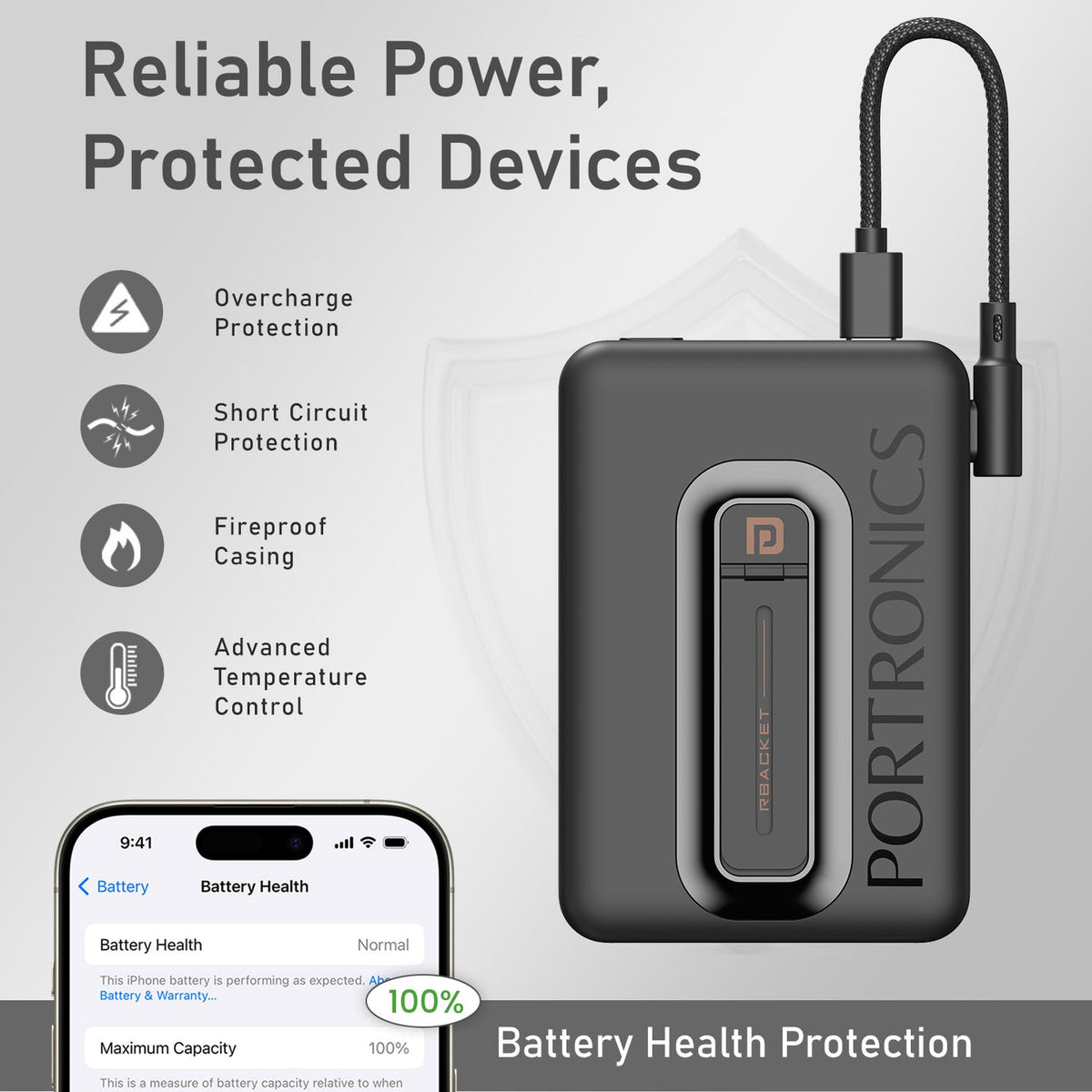 Portronics POR-2902 Revvo 15W Magsafe Wireless Powerbank 10000mAh (Black)