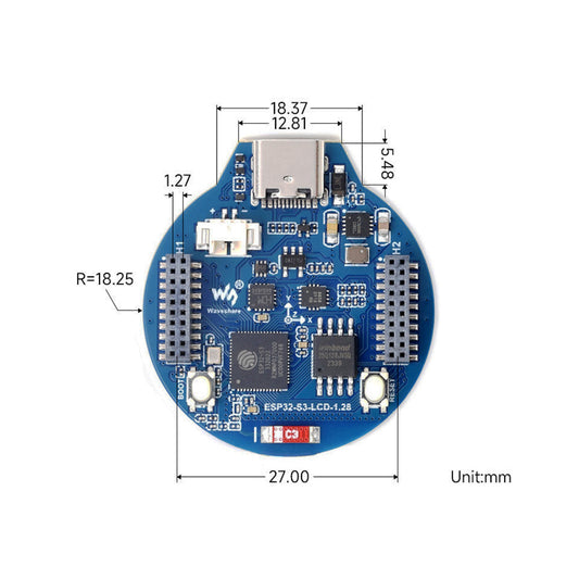 Waveshare ESP32-S3 Development Board 32-bit LX7 Dual-core Processor Integrates GC9A01 Display Driver Chip With 1.28inch IPS Round LCD