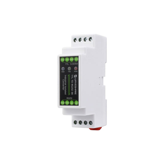 Waveshare Rail-mount TTL To RS232 Galvanic isolated Converter, Full-Duplex Communication, Lightningproof & Anti-Surge, TTL Serial Converter