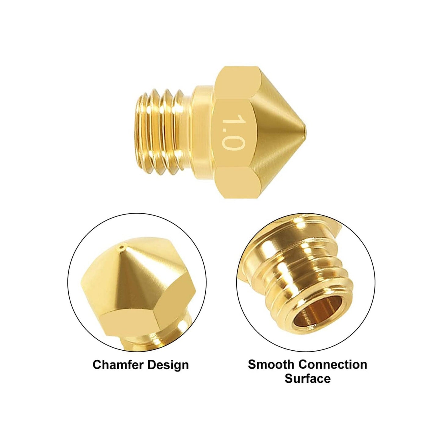 1.0 mm Nozzle V6 type for 3D Printer Brass Nozzle (Pack of 1)