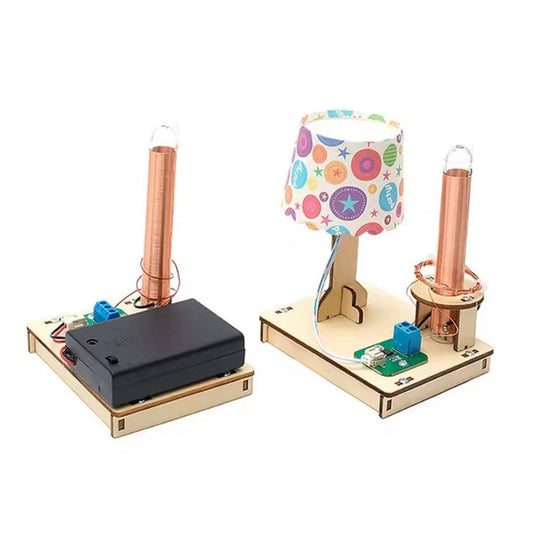DIY Wireless Power Transmission STEM Kit Wooden Puzzle STEM Wireless Charging Kit Wireless Power Lamp Kit Wireless Power Transfer STEM Kit Table Lamp for Kids (E-11CD)