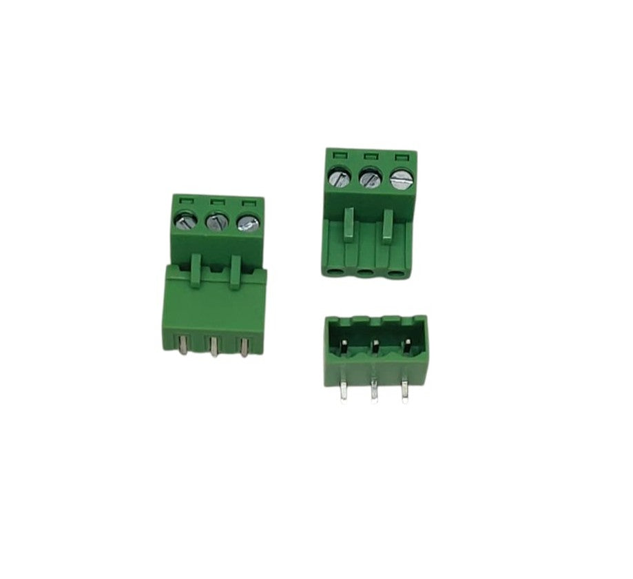 3 Pin Right Angle Male Female Plug-in Screw Terminal Block Connector PBT (1 Pair)