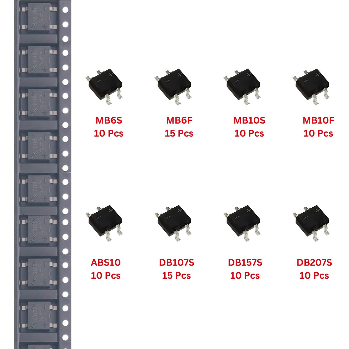 Elepak SMD Bridge Rectifier Pak 90 Pcs 8 Types