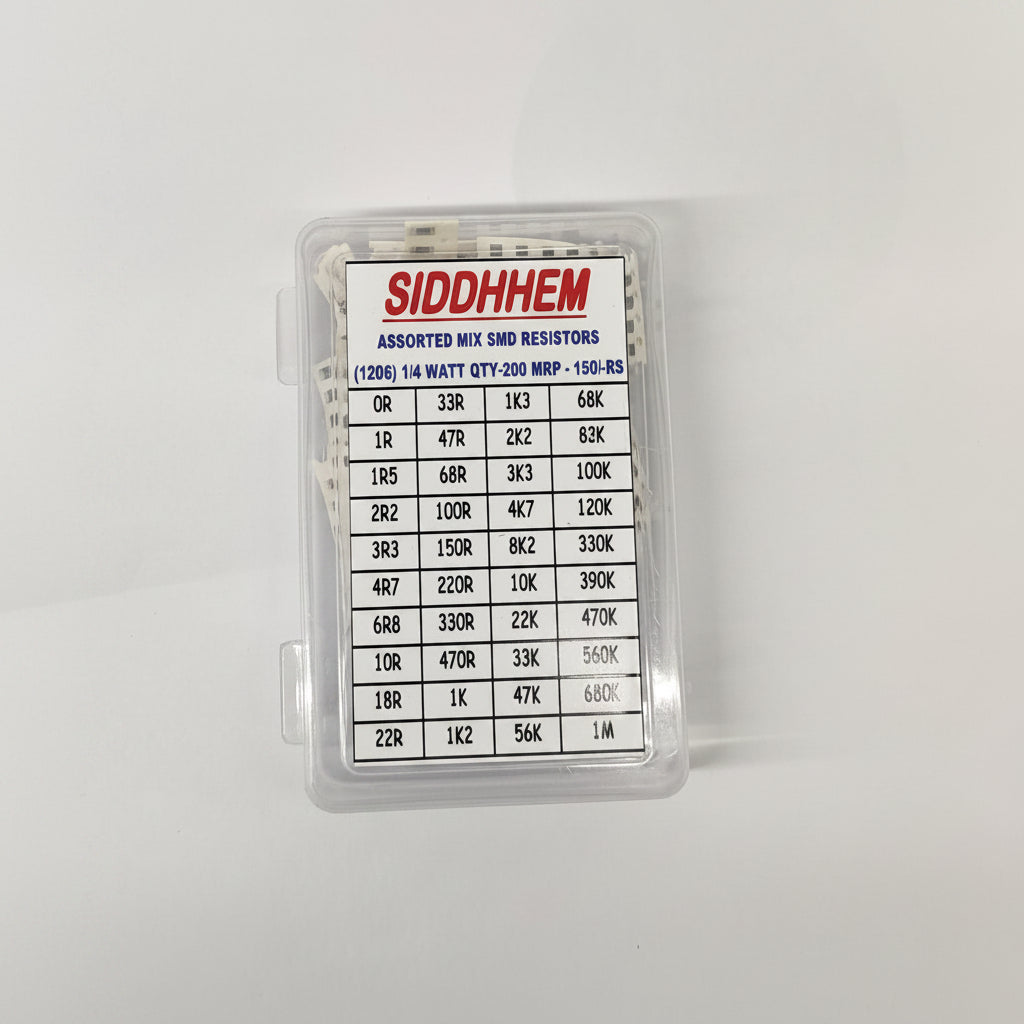 SMD Resistor Box Assorted 1206, 200 Pcs Set, 5 Pcs Each Value