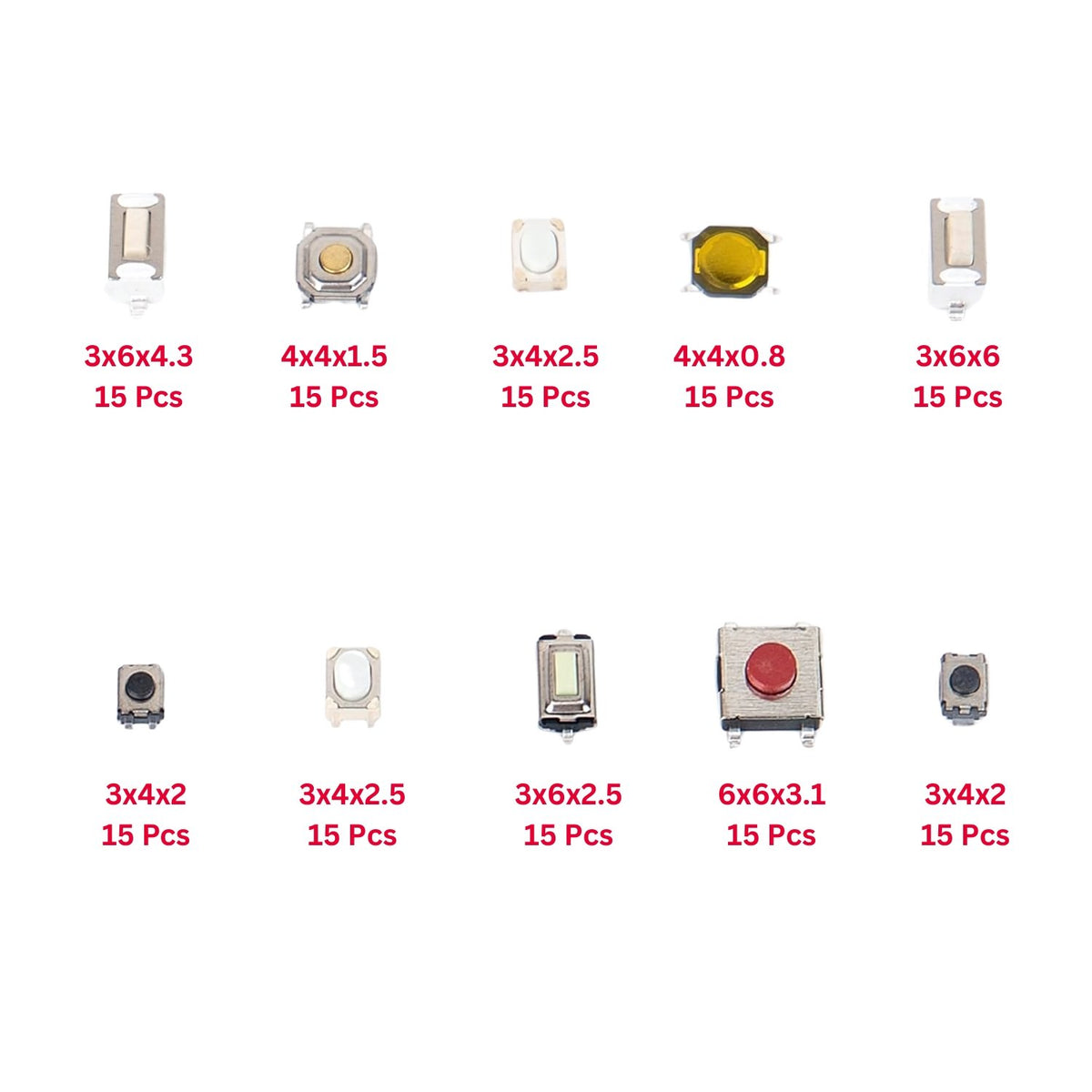 Elepak SMD Tactile Switch Pak 150 Pcs 10 Types