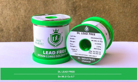 DL Lead Free Sn99.3 / Cu0.7 Rosin Cored Solder Wire 21 SWG (500 Gram)