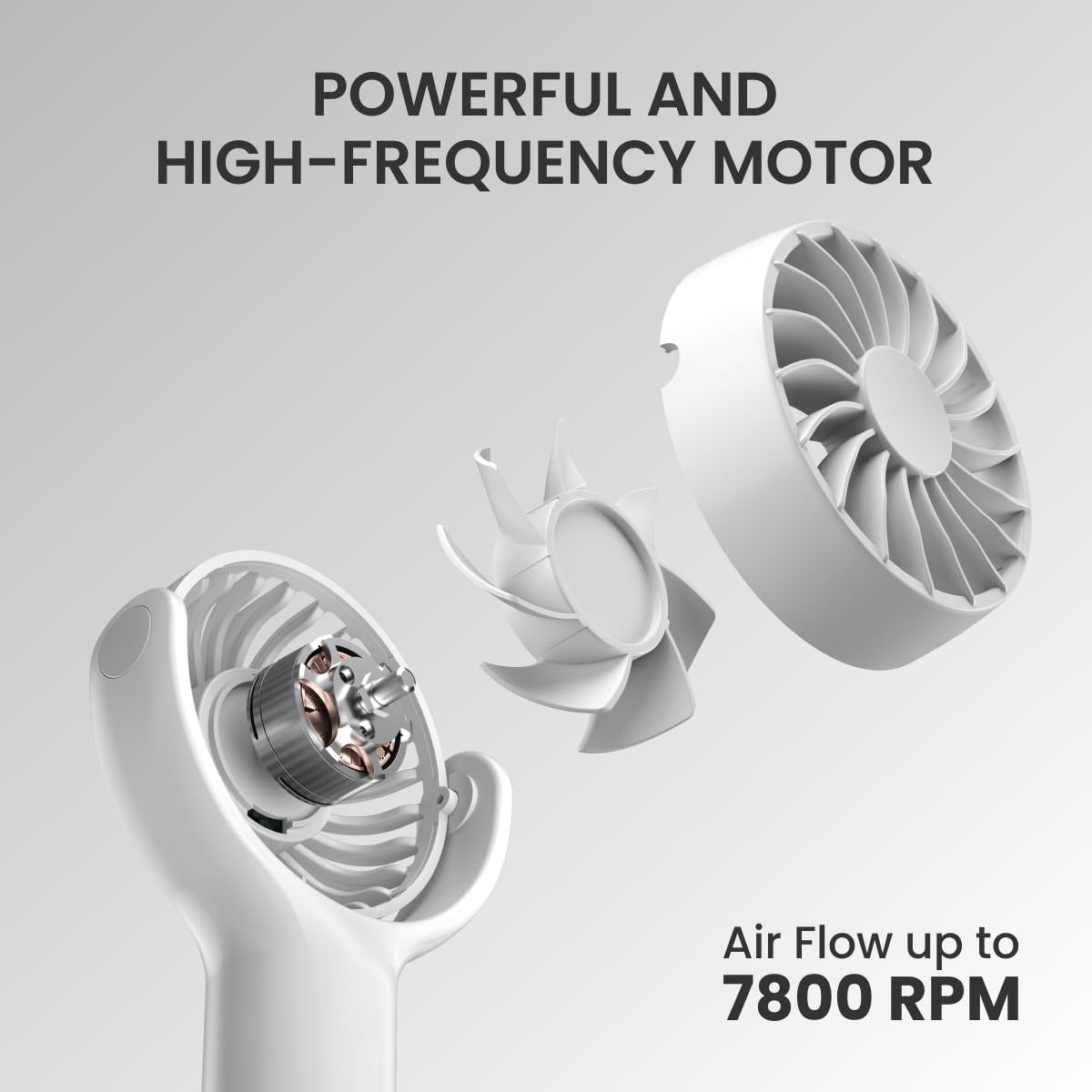 Portronics POR 1926 Toofan Mini Portable Rechargeable Fan (White)