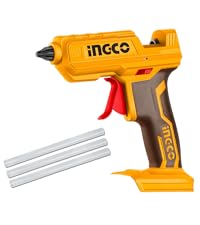 INGCO CGGLI2001 20V Cordless Hot Glue Gun with 3 Glue Sticks (Battery Not Included)