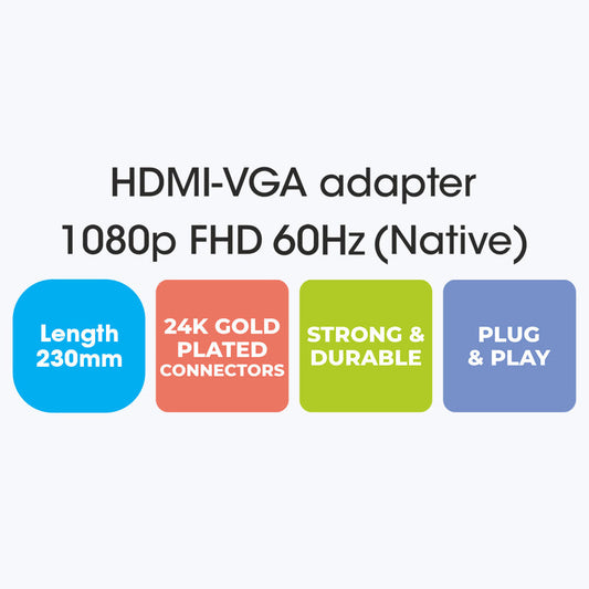 ZEBRONICS HAV01 HDMI to VGA Adapter with Full HD 1080p @ 60Hz Native Resolution