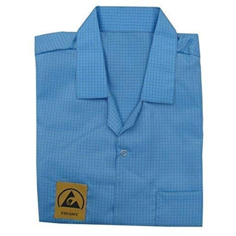 ESD Safe Anti Static Apron Blue (L) for Cleanroom Electronics & Industrial Use | Anti-Static Conductive Fabric | Reusable Dust-Free Safety Coat