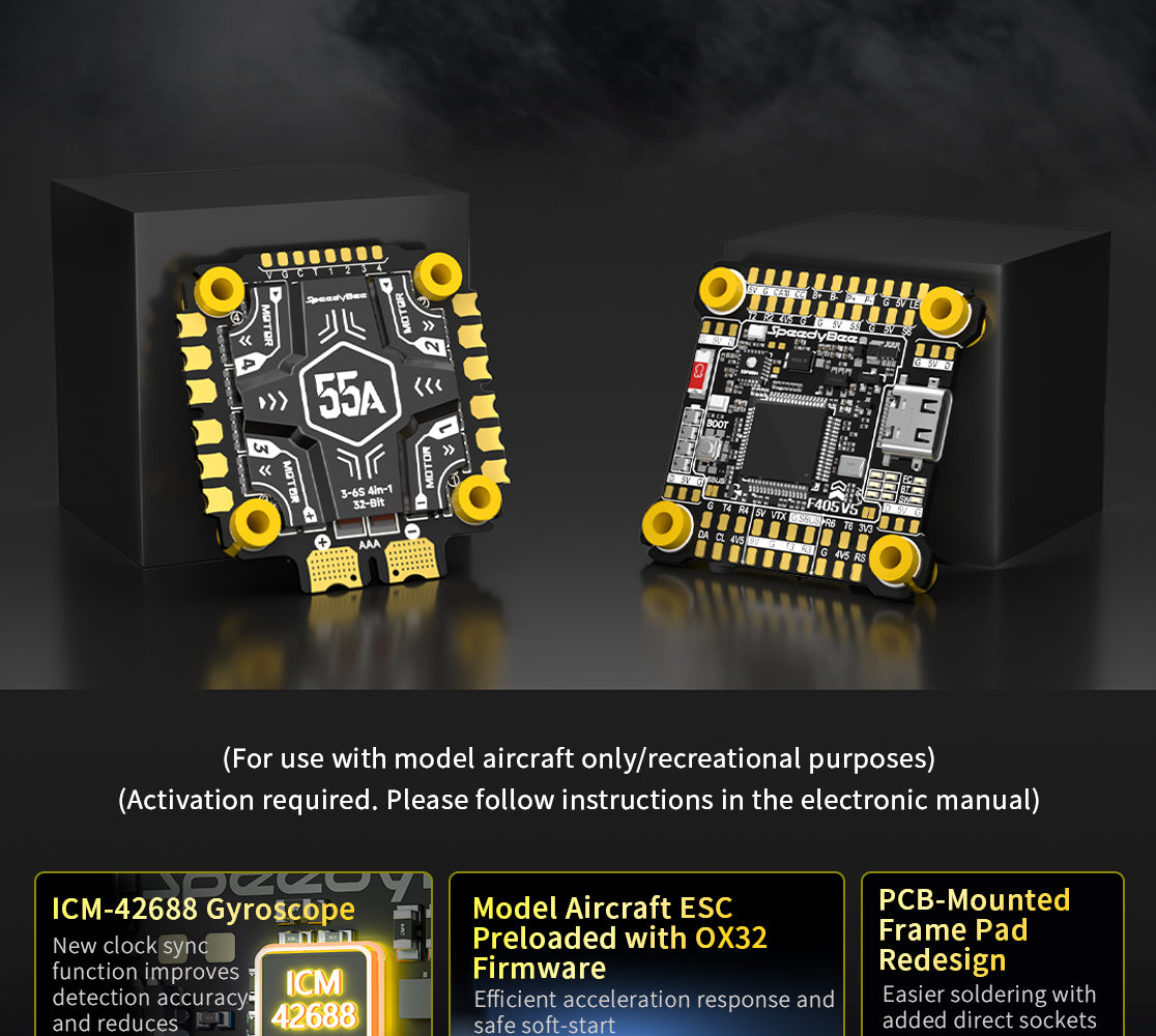 SpeedyBee F405 V5 OX32 55A 30x30 Model Aircraft FC & ESC Stack (Standard Edition)