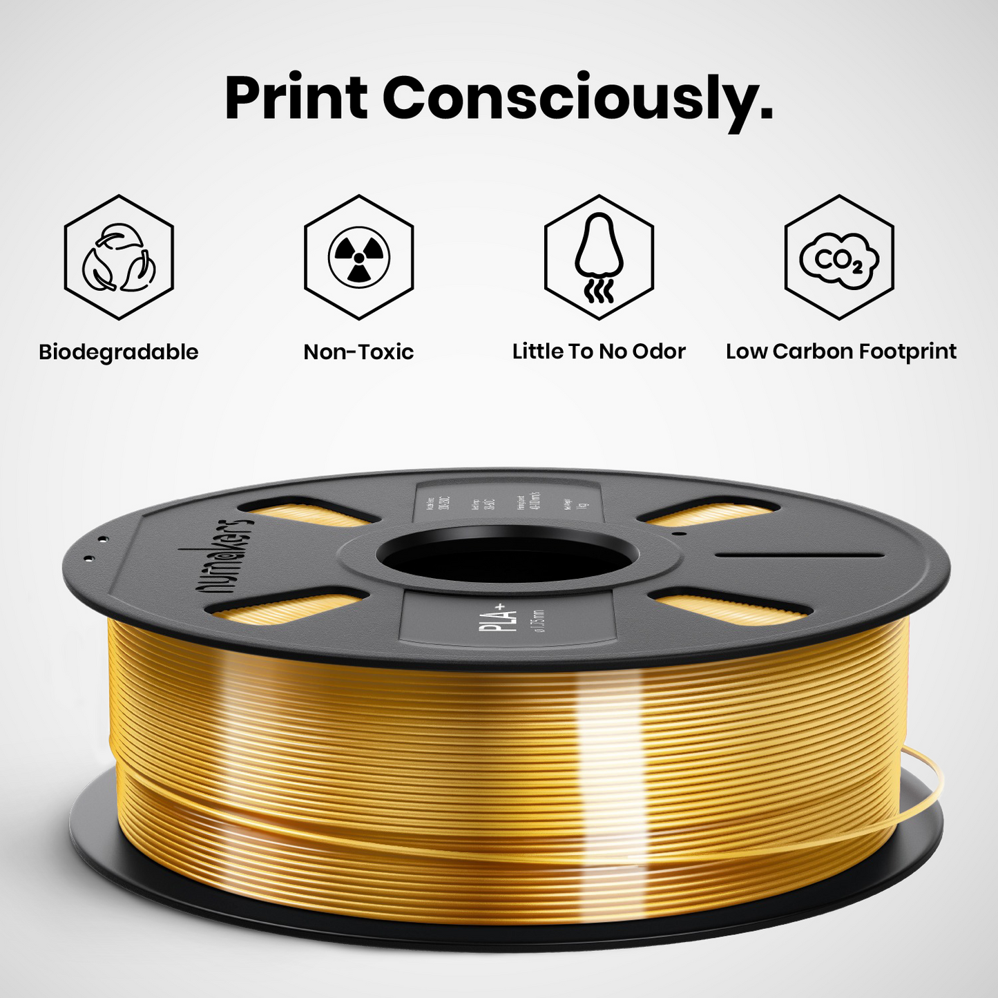 Numakers PLA Silk Filament – Gold – 1.75 mm / 1 kg