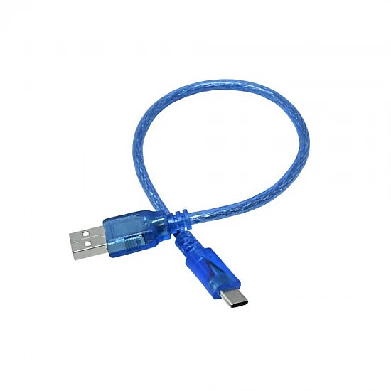 USB Type-A to Type-C Cable, 30 cm, Blue