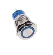 19mm Blue Led Stainless Steel Momentary Type Push Button Switch IP65 (12V-24V) DC