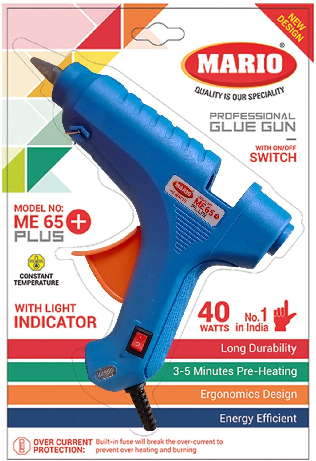 Mario ME 65 Plus Hot Melt Glue Gun 40 Watts (Multi-colour)