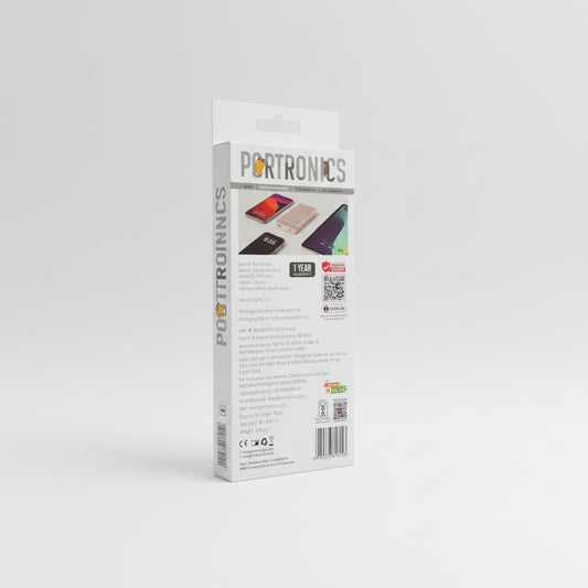 Portronics POR-2814 Luxcell Stride 10 10000mAH Power Bank with Type-C Data Cable (Mocha)