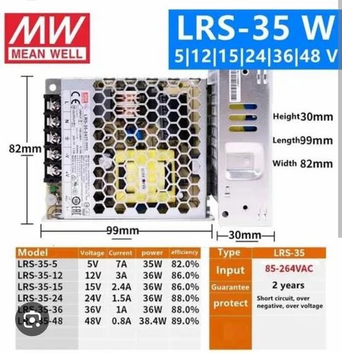 Mean Well LRS-35-12 – 12V 3A – 36W SMPS AC to DC Switching Single Output Power Supply