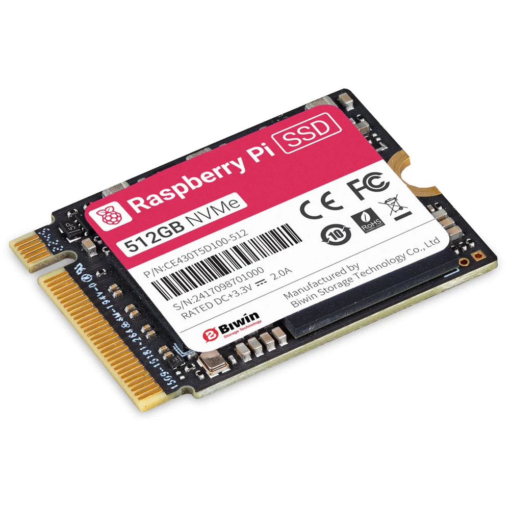 Official Raspberry Pi 512GB SSD IOPS5 50k, High-speed Solid State Drives Complies with PCIe Gen 3 standard Suitable For Raspberry Pi 5