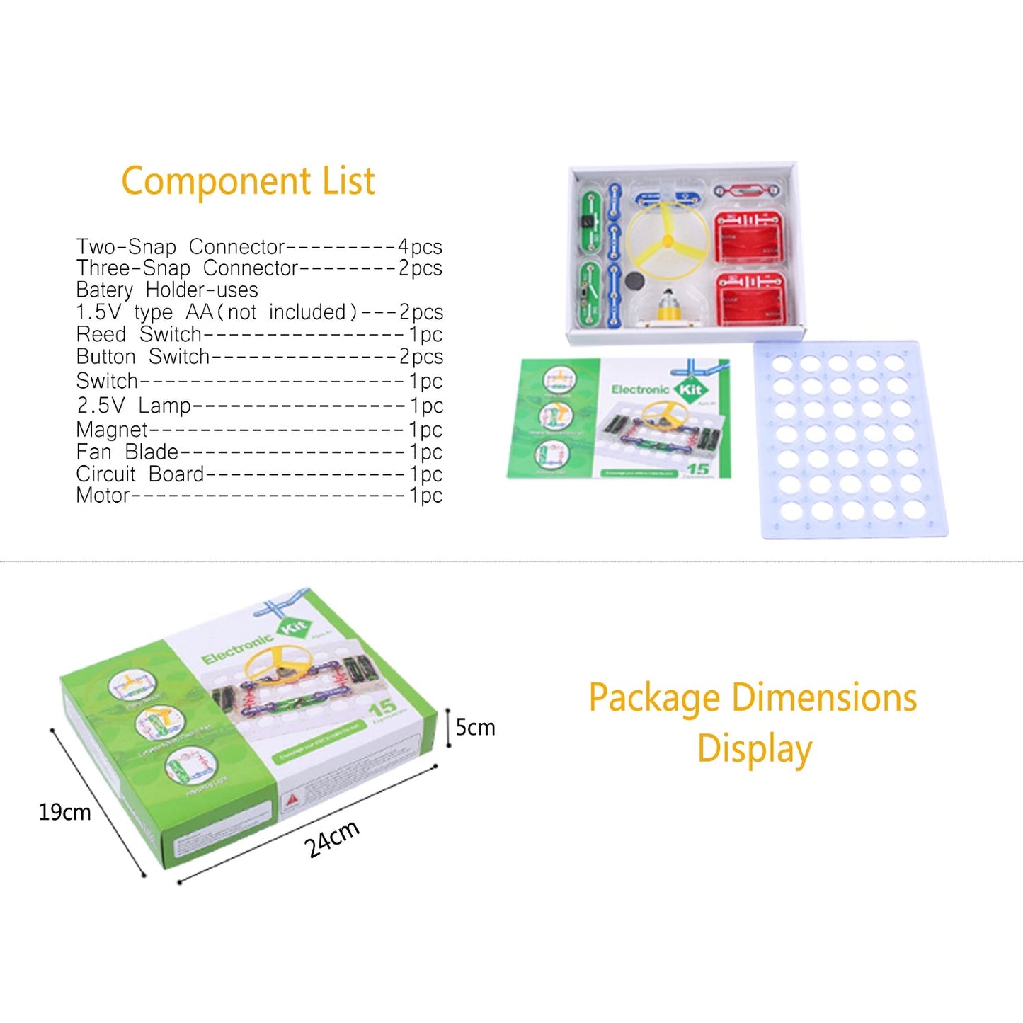 15 in 1 Educational Electronics Experiment Kit Snap Circuits (DBOLO)