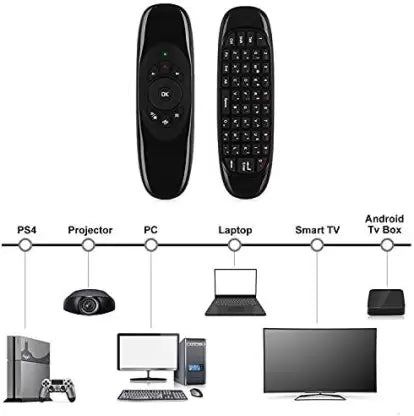 Air Mouse or Remote Control 2.4GHz for Smart TV Box, PC, Laptop, Projector Remote Controller (Black) Raspberry Pi
