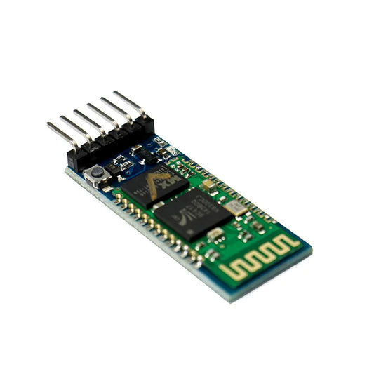 HC-05 6pin Bluetooth Module with button, showing the module's integrated circuit and pin headers.