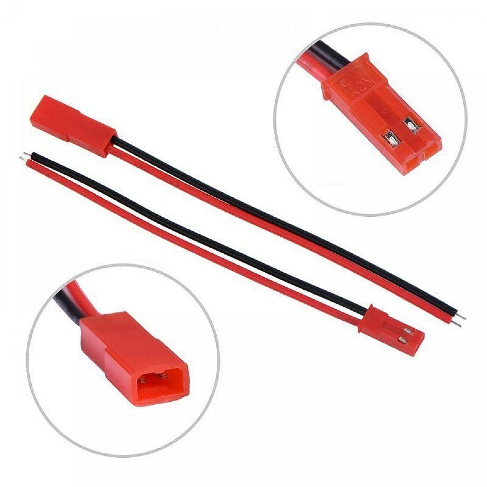 2 Pin JST Male and Female Red Locking Connector Plug (1 Pair)