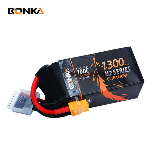 Bonka 22.2V 1300mAh 100C 6S FPV U2 Series Lithium Polymer Battery Pack