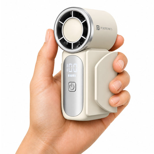 Portronics POR-3524 Toofan Nano Rechargeable Mini High-Speed Handheld Fan (Beige)