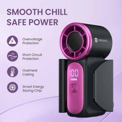 Portronics POR-3523 Toofan Nano Rechargeable Mini High-Speed Handheld Fan (Dark Grey)