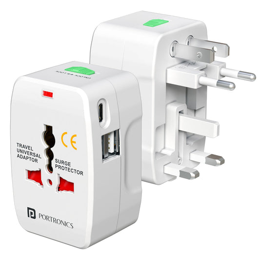 Portronics POR-3462 Juicemate Go Pro 12W Universal Travel Adaptor (White)