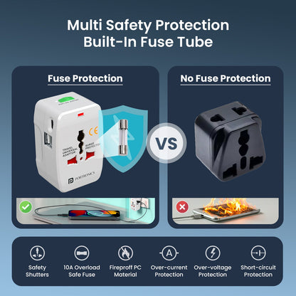 Portronics POR-3462 Juicemate Go Pro 12W Universal Travel Adaptor (White)