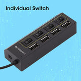 ZEB 150HB 4 Port USB Hub Hub with Dedicated On/Off Switch, Led Indicators, 45Cm Cable Length, Optional Power Input Port, Multi Device and Plug Play Usage (Black)