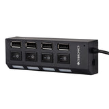 ZEB 150HB 4 Port USB Hub Hub with Dedicated On/Off Switch, Led Indicators, 45Cm Cable Length, Optional Power Input Port, Multi Device and Plug Play Usage (Black)