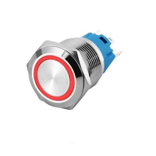 19mm Red Led Stainless Steel Momentary Type Push Button Switch IP65 (12V-24V) DC