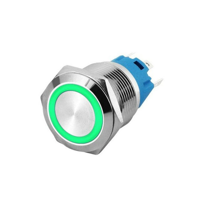 16mm Green Led Stainless Steel Momentary Type Push Button Switch IP65 (5V-24V) DC