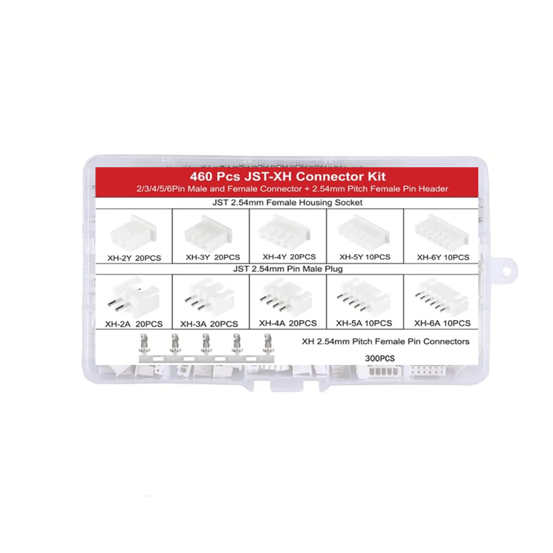 460pcs JST-XH 2.54 2,3,4,5,6 Pin 2.54mm Pitch Housing Connector Terminal Kit
