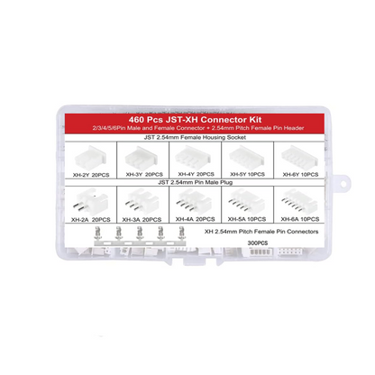 460pcs JST-XH 2.54 2,3,4,5,6 Pin 2.54mm Pitch Housing Connector Terminal Kit