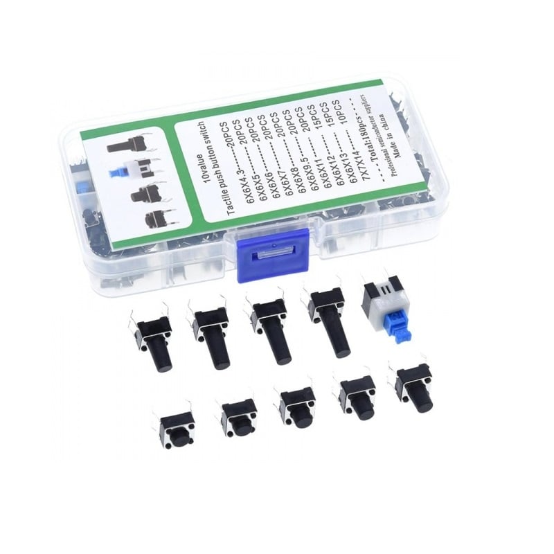 180 Pcs 10 Type Tectile Push Button Switch