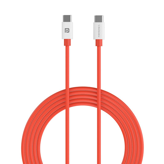 Portronics POR-2067 Konnect Dash Max 65w Type-C To Type-C Cable  1 Meter Length  (Red)