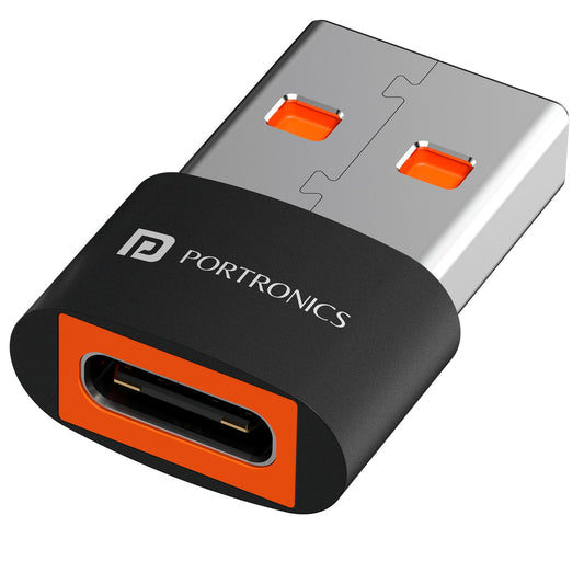 Portronics POR-2788 Bridge X USB 3.0 Type C Female to USB Male OTG Adapter, 5Gbps High Speed Data Transfer, Fast Charging,  (Black)