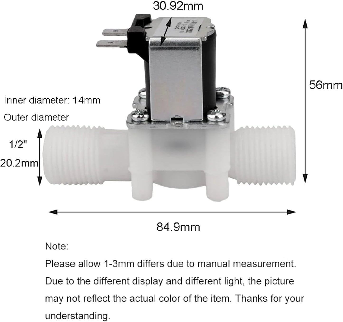 1/2 inch Electric Solenoid Valve 12v Solenoid Switch (Normally Closed)