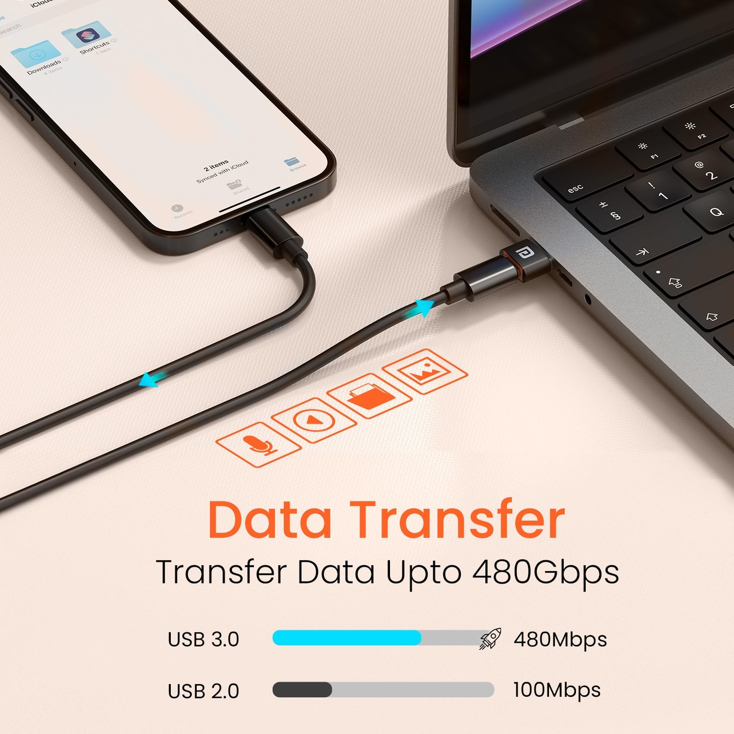 Portronics POR-2788 Bridge X USB 3.0 Type C Female to USB Male OTG Adapter, 5Gbps High Speed Data Transfer, Fast Charging,  (Black)