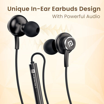 Portronics POR 3036 Conch Sigma C in Ear Type C Wired Earphones (Black)